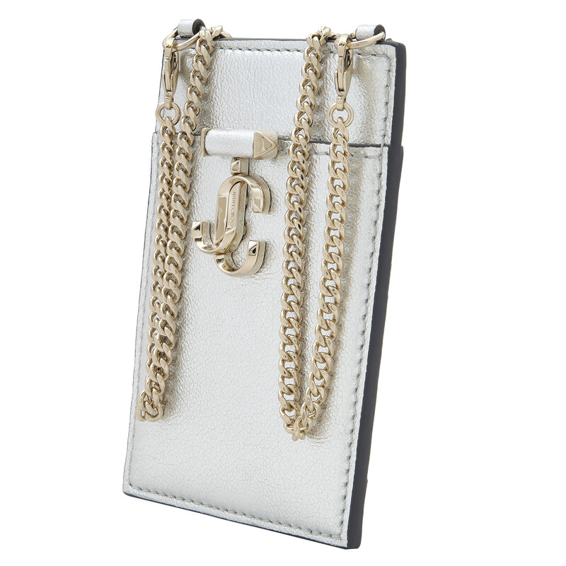 Jimmy Choo Nappa Leather ID Holder With Chain J000169003-SILVER