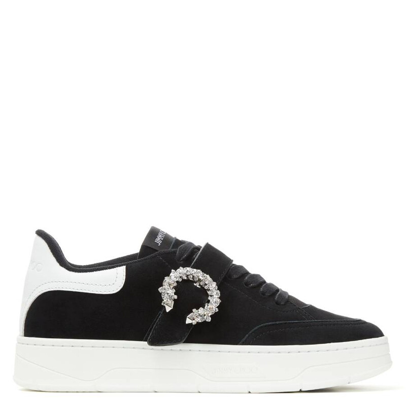 Jimmy Choo Osaka Crystal Buckle Low-Top Sneakers, Brand Size 34