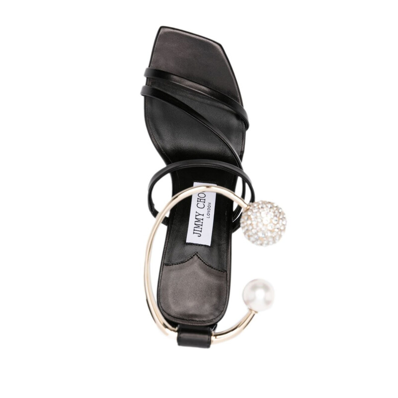 Jimmy Choo Ottilia 90 Crystal and Pearl Strap Sandals, Brand Size