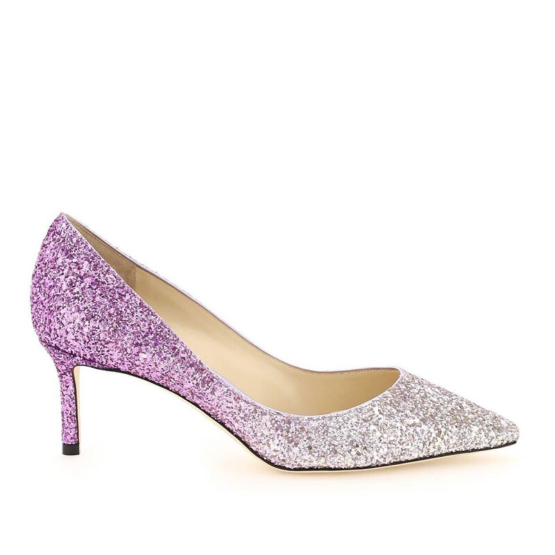 Jimmy Choo Romy 60 Glitter Pointy Toe Pumps, Brand Size 34 ( US