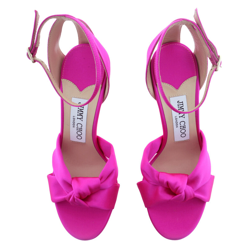 JIMMY CHOO ミュール ピンク 34サイズ Jimmy Choo Rosie 120 Satin Sandals, Brand Size 34 ( US Size 4
