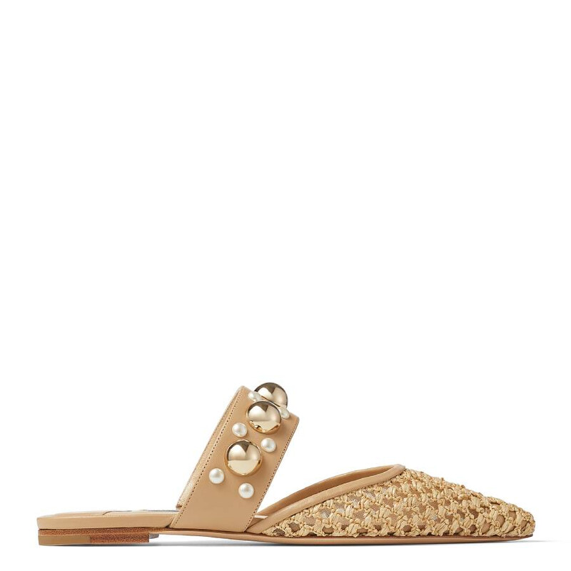 Jimmy Choo Womens Basette Raffia Flats, Brand Size 34 ( US Size 4