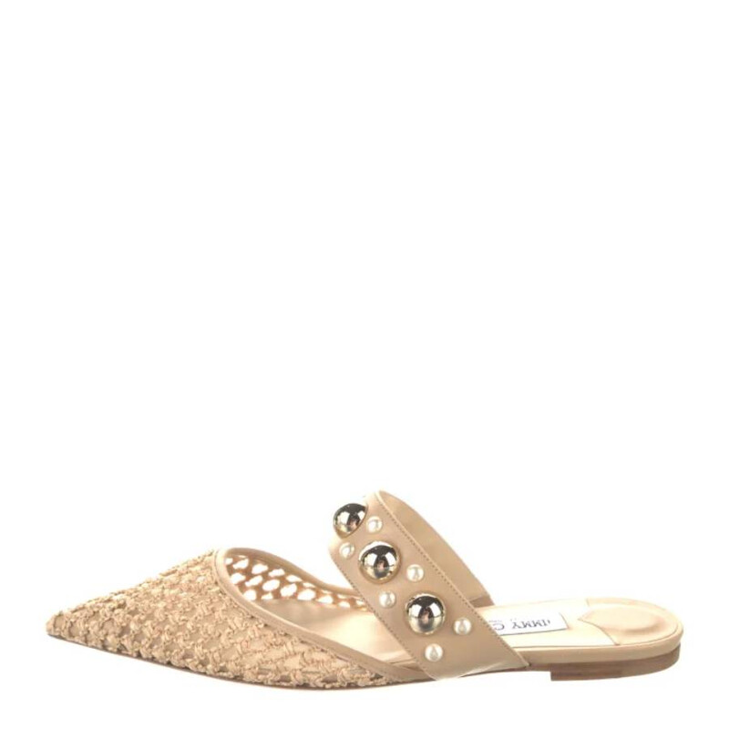 Jimmy Choo Womens Basette Raffia Flats, Brand Size 34 ( US Size 4
