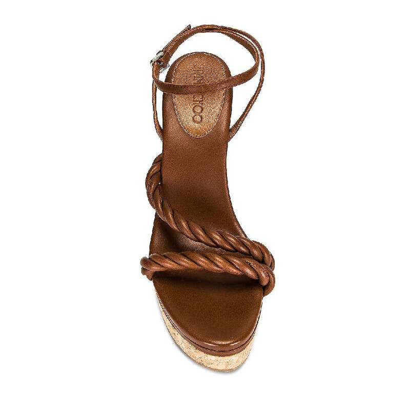 Jimmy Choo Womens Diosa Wedge 130 Tan Sandal Wedge, Brand Size 35