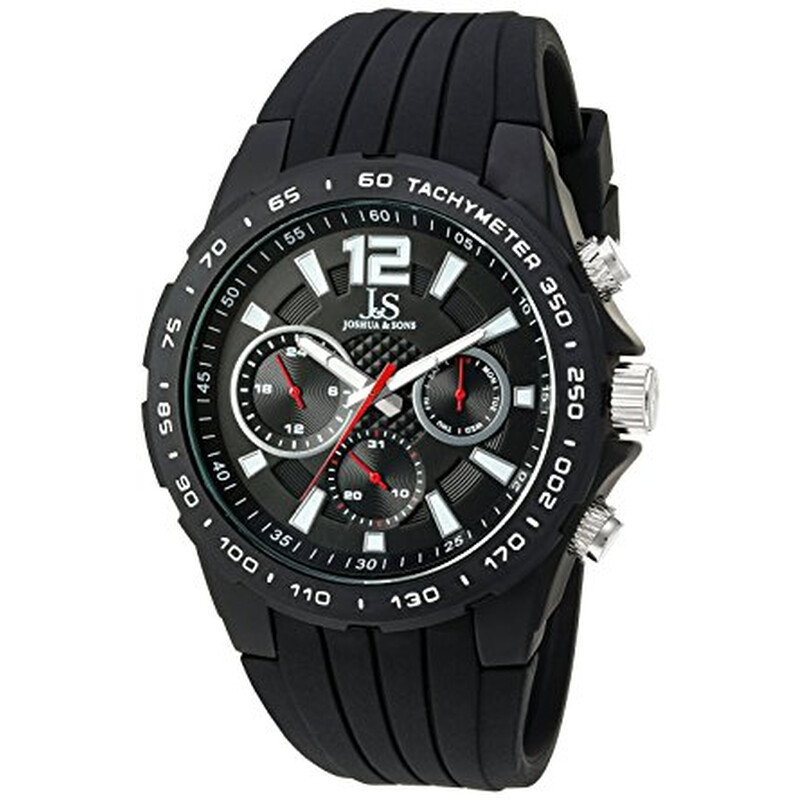 Joshua And Sons Quartz Black Dial Black Silicone Men's Watch