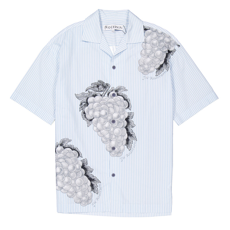 JW Anderson Grape Stripe Vacation Shirt, Brand Size 48 (US Size 38