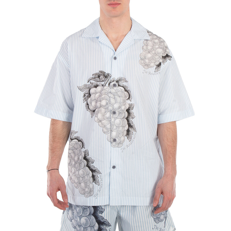 JW Anderson Grape Stripe Vacation Shirt, Brand Size 48 (US Size 38