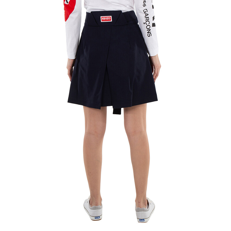 Kenzo A-Line Virgin Wool Pleated Mini Skirt, Brand Size 38 (US