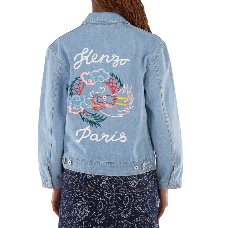 Kenzo Embroidered Trucker Long Sleeve Jacket, Size Small