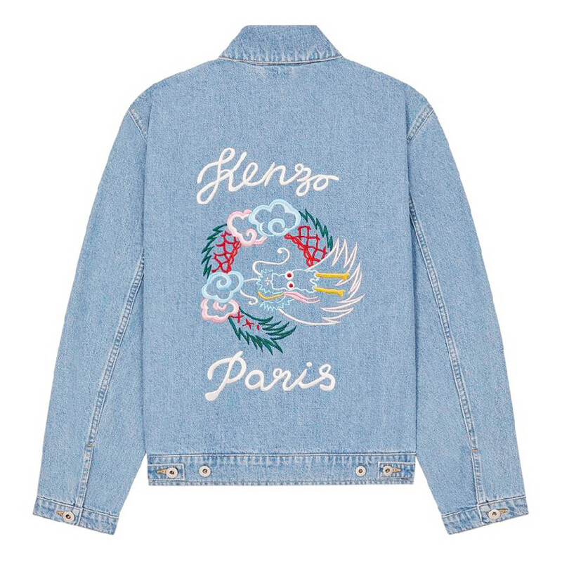 Kenzo Embroidered Trucker Long Sleeve Jacket, Size Small