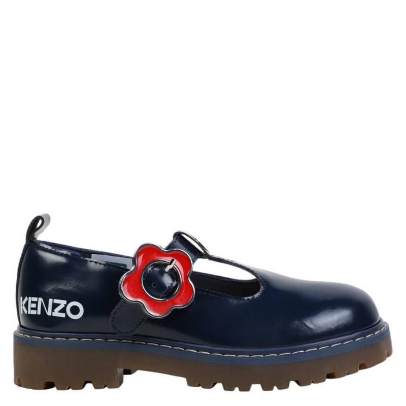 Kenzo Kids Buckled Leather Mary-Janes, Brand Size 34 (3 Kids