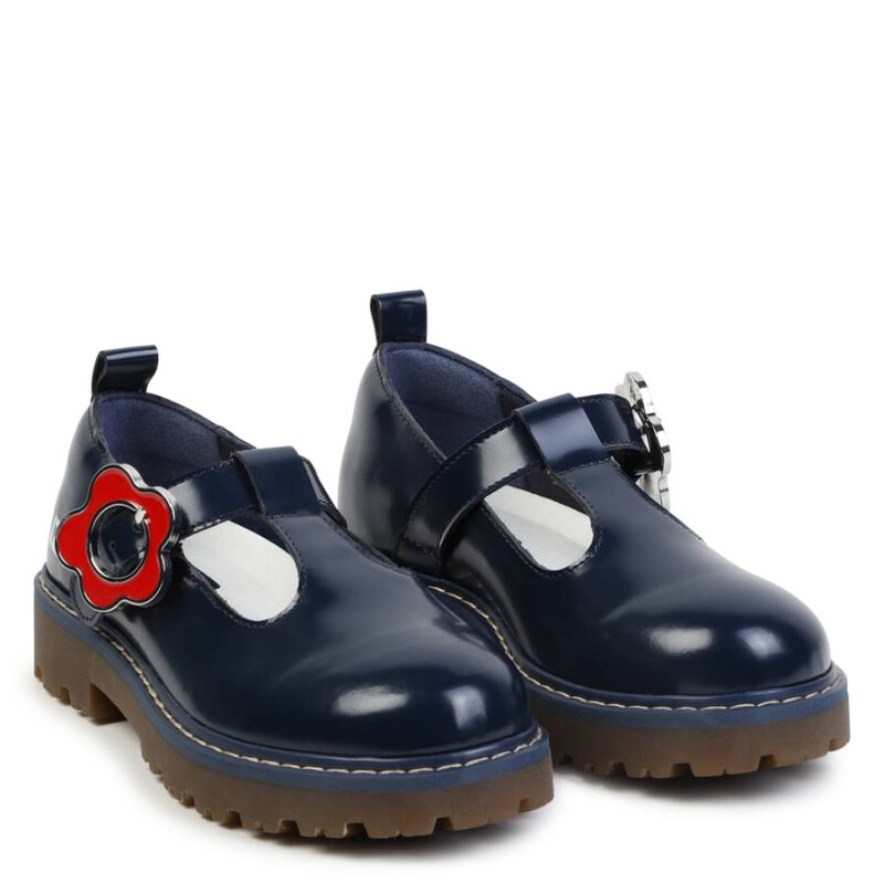Kenzo Kids Buckled Leather Mary-Janes, Brand Size 34 (3 Kids