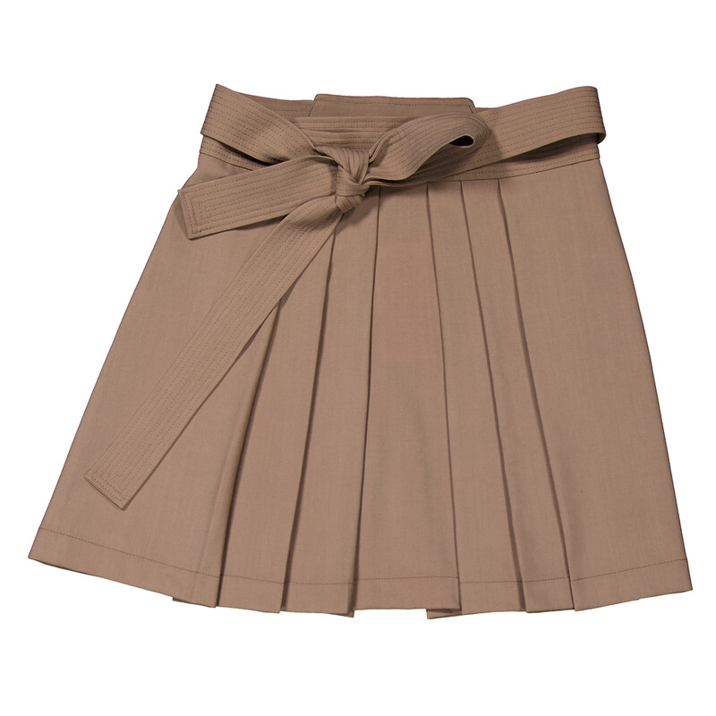 Kenzo Ladies Dark Beige Wool Pleated Virgin-Wool Miniskirt, Brand