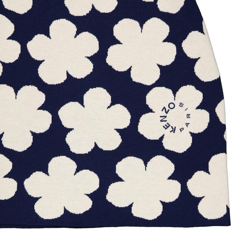 Kenzo Ladies Midnight Blue Jacquard Poppy Skirt, Size Medium