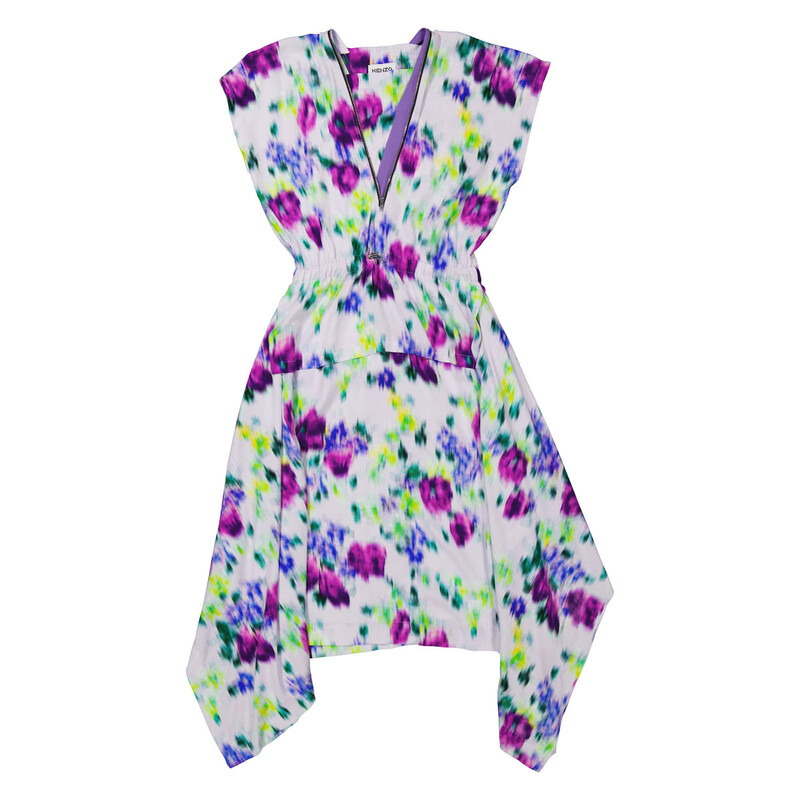Kenzo Ladies Wisteria Asymmetric Dress With Blurred Floral Print