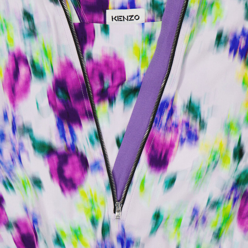 Kenzo Ladies Wisteria Asymmetric Dress With Blurred Floral Print