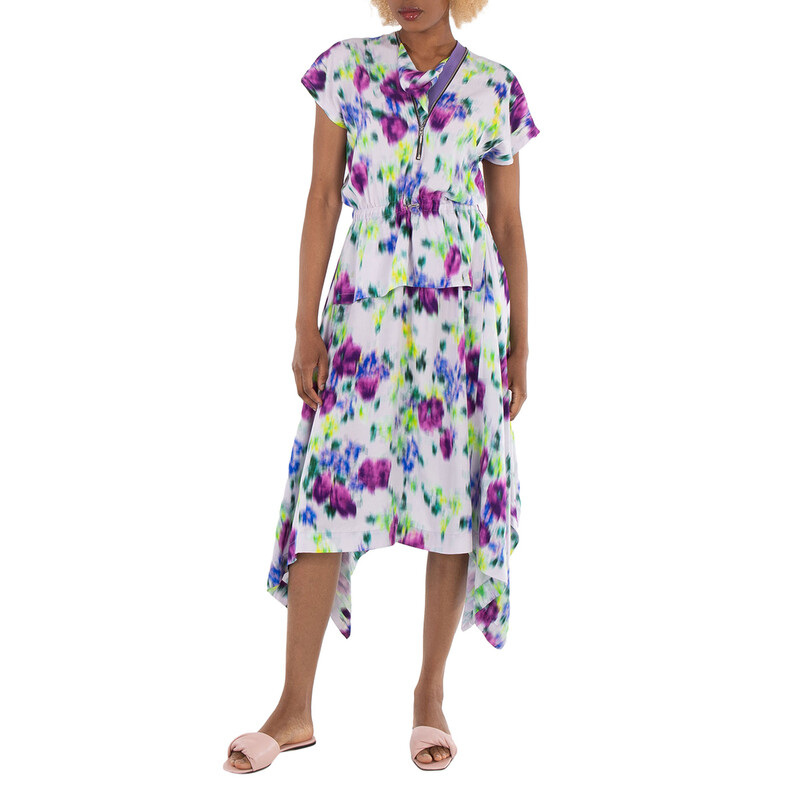 Kenzo Ladies Wisteria Asymmetric Dress With Blurred Floral Print