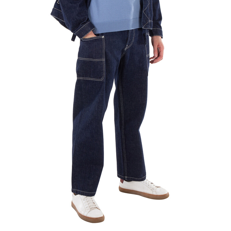 Kenzo Logo-Patch Wide Leg Denim Pants, Waist Size 28