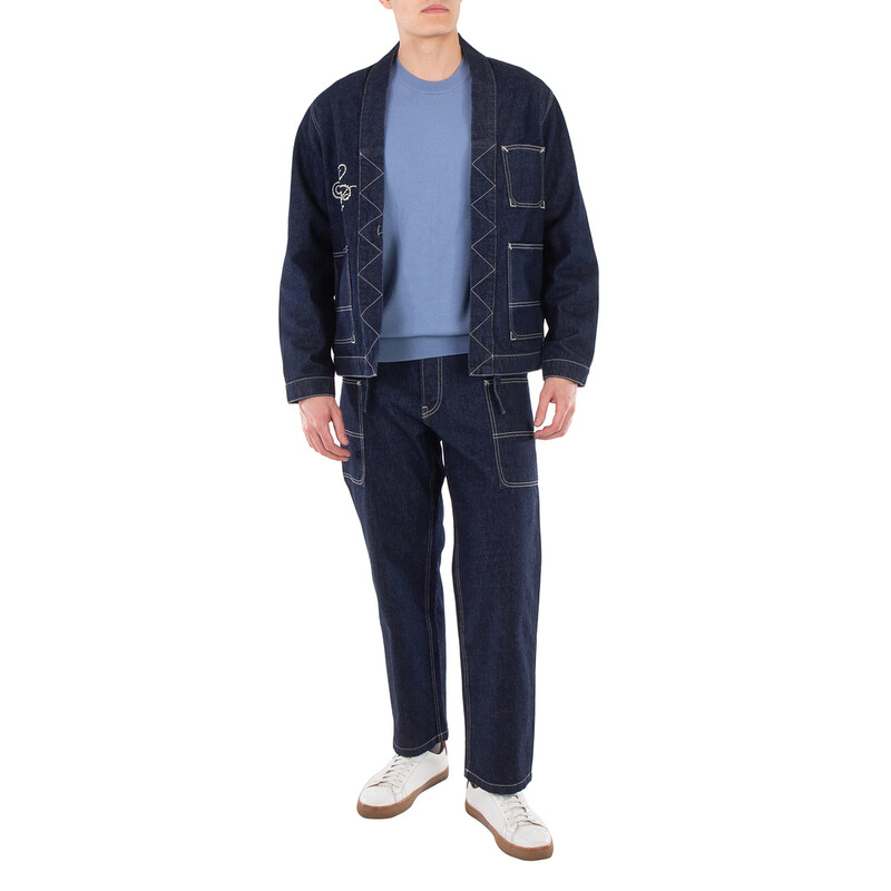 Kenzo Logo-Patch Wide Leg Denim Pants, Waist Size 28