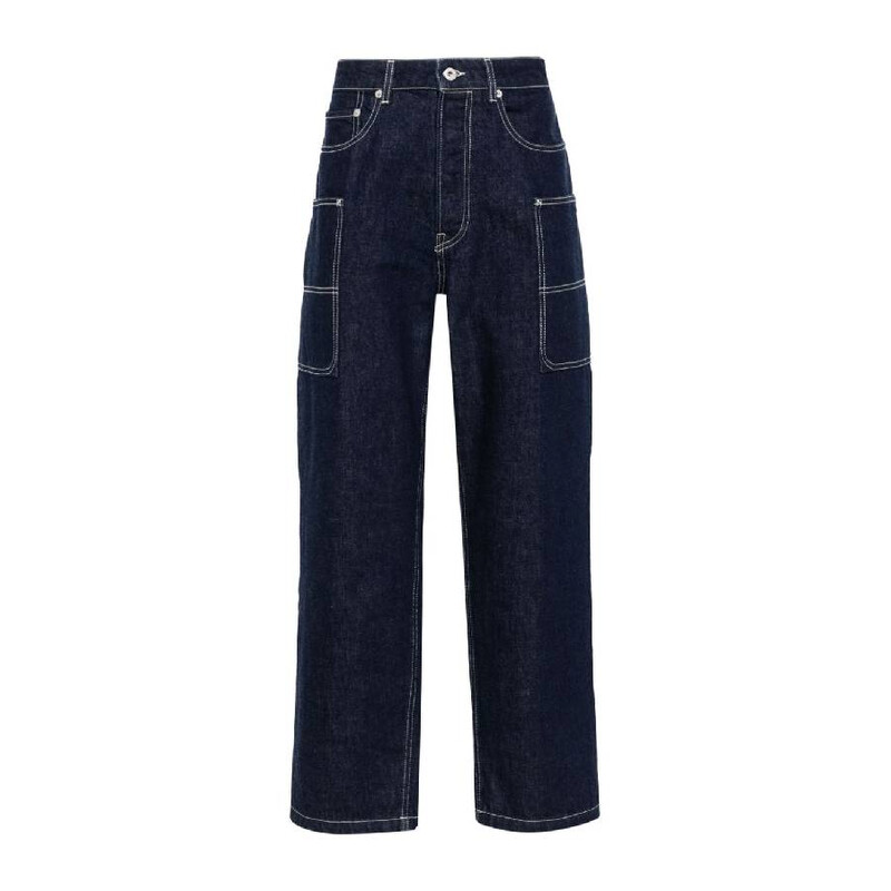 【新品】麻LOGO DENIM PANTS Lサイズ Kenzo Logo-Patch Wide Leg Denim Pants, Waist Size 28