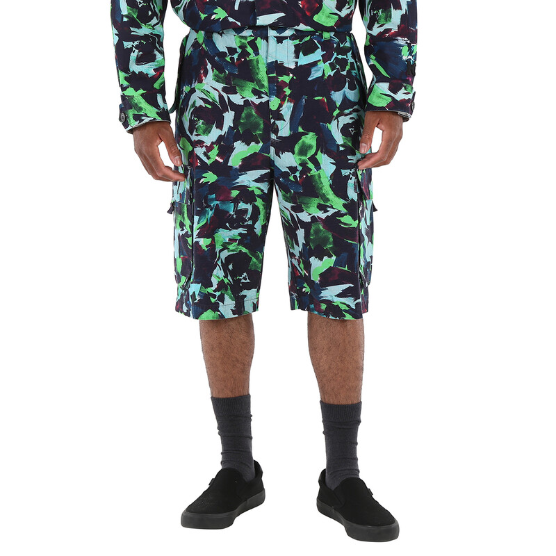 シーボン Kenzo Men's Grass Green Abstract-print Cargo Shorts, Waist Size 33