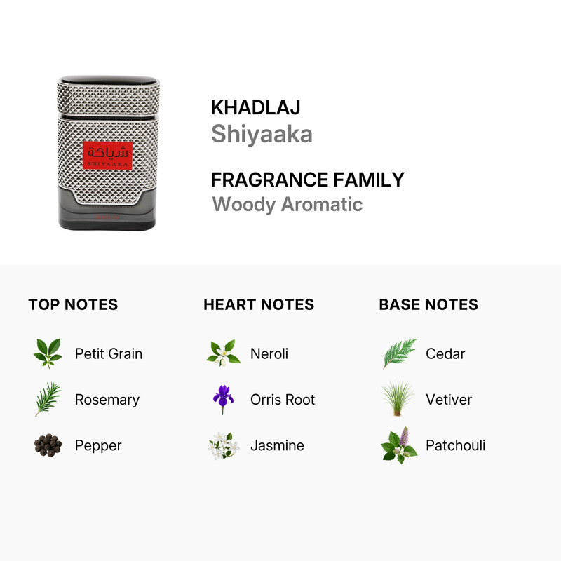 Khadlaj Men's Shiyaaka EDP Spray 3.4 oz Fragrances 6291107971193