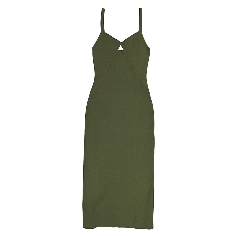 slim fit dress slacks Vero Dress In Olive Green Doppio Satin main image 1