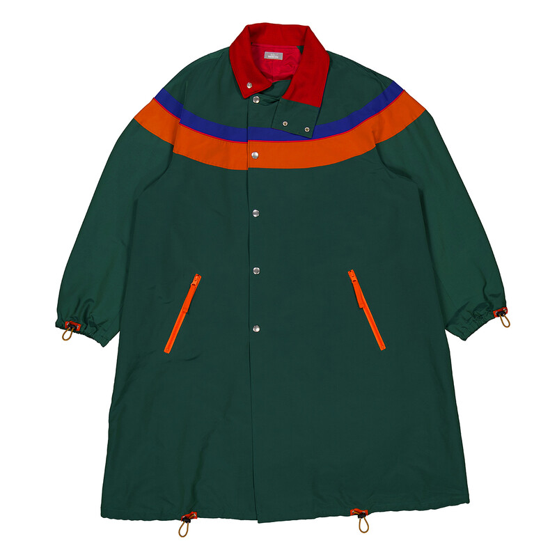 Kolor Beacon Men's Green Colorblock Nylon Long Jacket, Brand Size