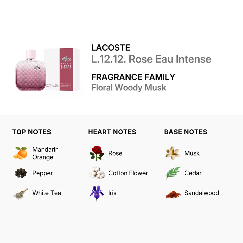 Lacoste Ladies L.12.12. Rose Eau Intense EDT 3.4 oz Fragrances