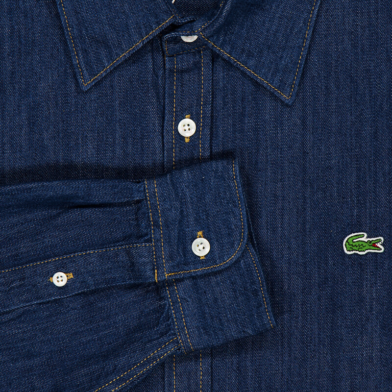 Lacoste Lightweight Denim Regular-Fit Shirt, Brand Size 44 ( US Size 34 )  CH6267-LO-QJH 3617071559015 - Clothing - Jomashop