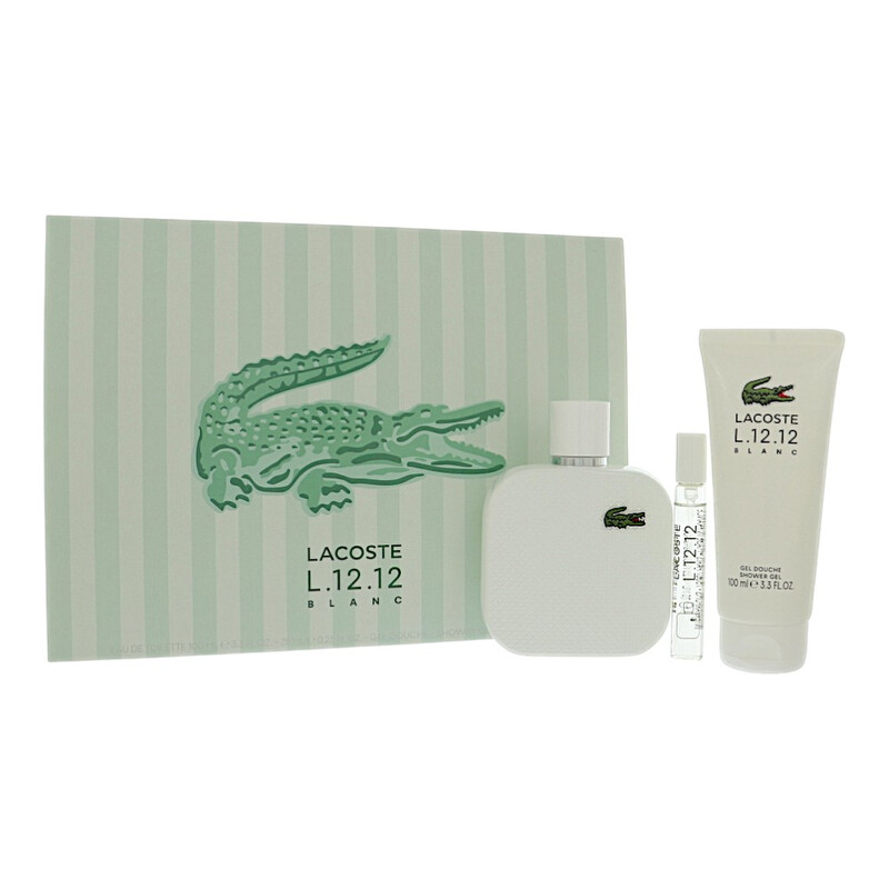 Lacoste Men's L.12.12 Blanc 3pcs EDT Gift Set Fragrances