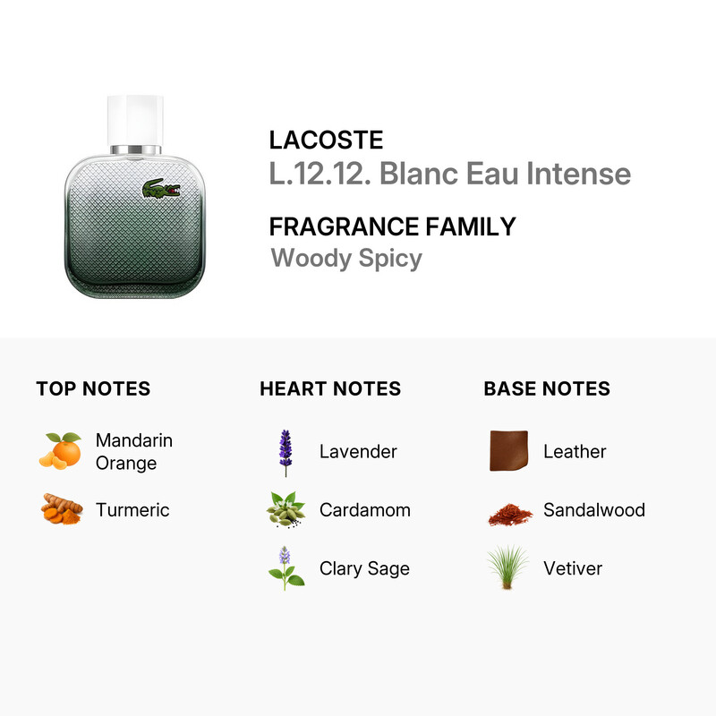 Lacoste Men's L.12.12. Blanc Eau Intense EDT 3.4 oz Fragrances 3616303459895