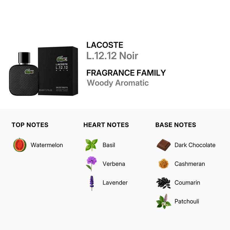 Lacoste Men's L.12.12 Noir EDT Spray 1.7 oz Fragrances