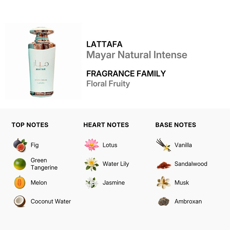 Lattafa Ladies Mayar Natural Intense EDP Spray 3.4 oz Fragrances