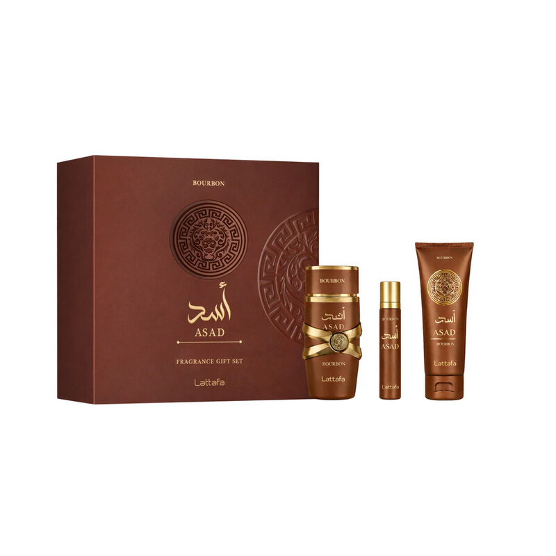Lattafa Men's Asad Bourbon 3pcs EDP Gift Set Fragrances 6290362349396