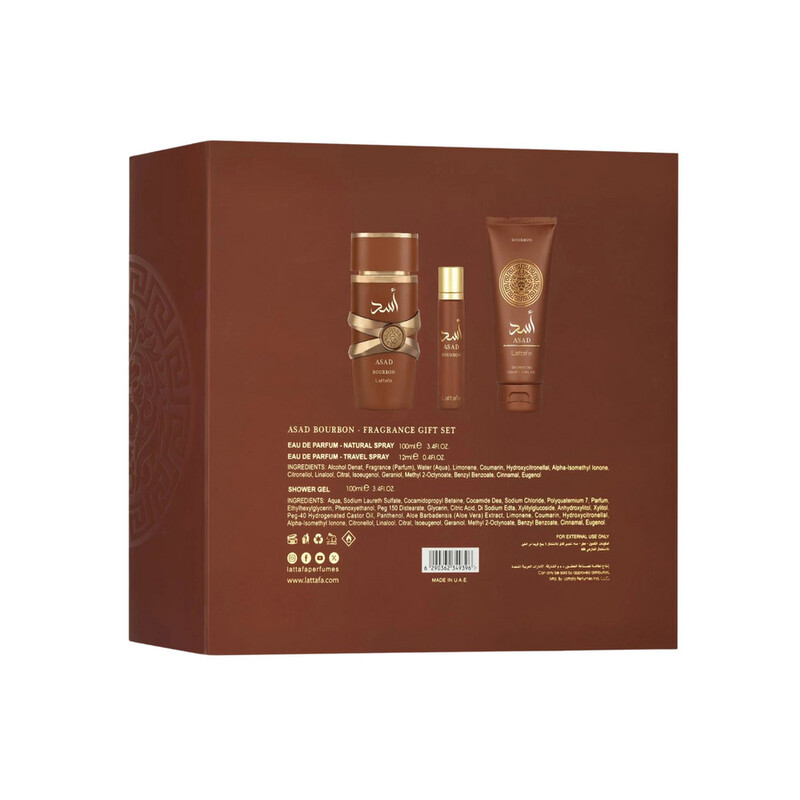 Lattafa Men's Asad Bourbon 3pcs EDP Gift Set Fragrances