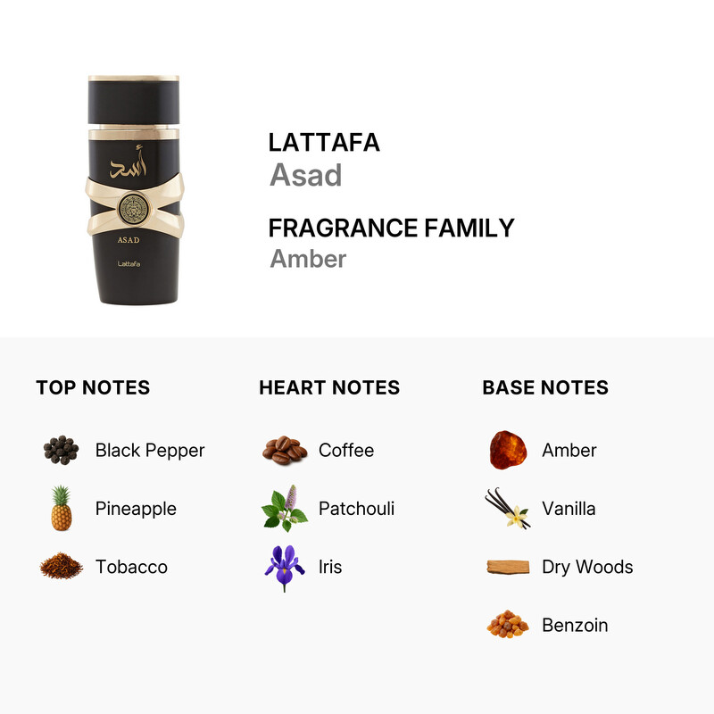 Lattafa Men's Asad EDP Spray 3.4 oz Fragrances 6291108735411