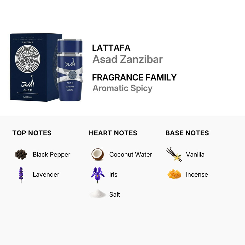 Lattafa Men's Asad Zanzibar EDP 3.4 oz Fragrances 6290360598666