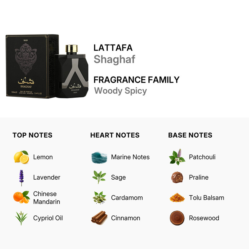 Lattafa Men's Shaghaf EDP Spray 3.4 oz Fragrances 6291106068566