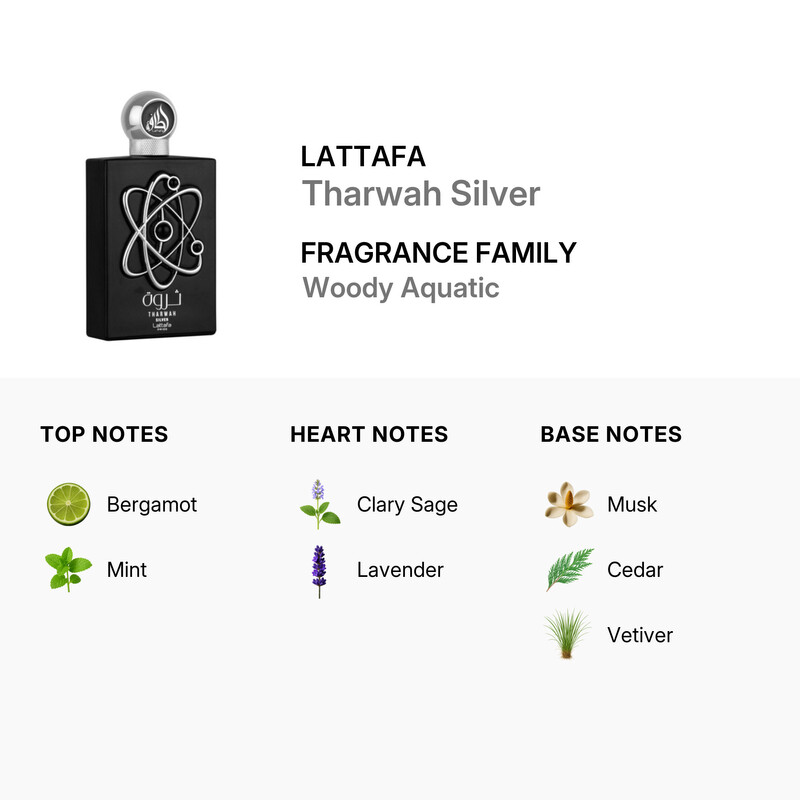 Lattafa Men's Tharwah Silver EDP 3.4 oz Pride Collection