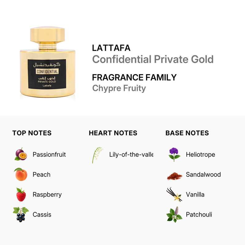 Lattafa Unisex Confidential Private Gold EDP Spray 3.38 oz
