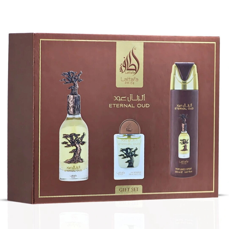 Lattafa Unisex Eternal Oud 3pcs EDP Gift Set Fragrances