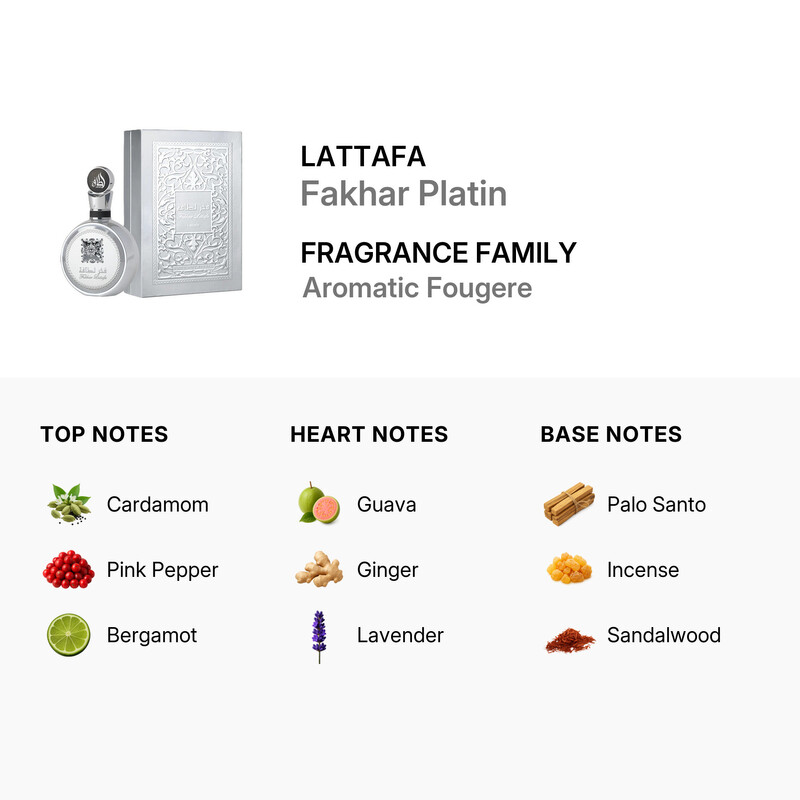 Lattafa Unisex Fakhar Platin EDP Spray 3.4 oz Fragrances
