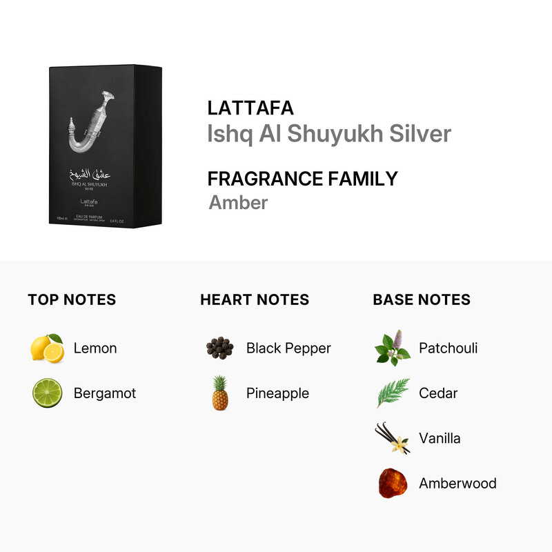 Lattafa Unisex Ishq Al Shuyukh Silver EDP 3.4 oz Fragrances