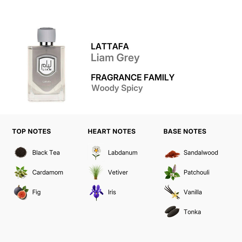 Lattafa Unisex Liam Grey EDP 3.4 oz Fragrances 6290360591537