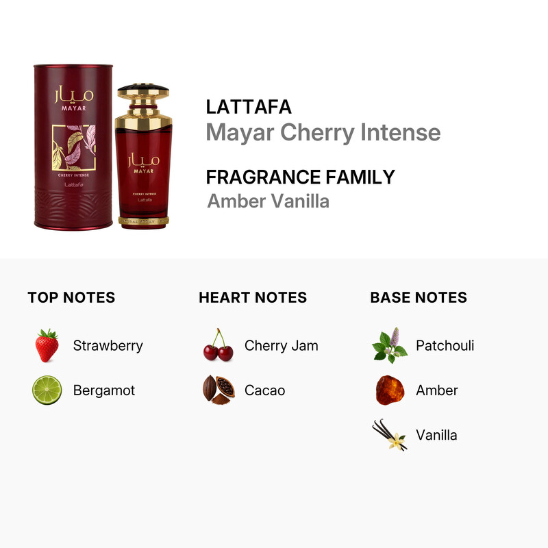 Lattafa Unisex Mayar Cherry Intense EDP Spray 3.4 oz Fragrances