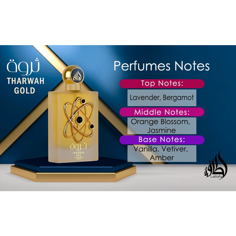 Lattafa Unisex Tharwah Gold EDP Spray 3.4 oz Fragrances