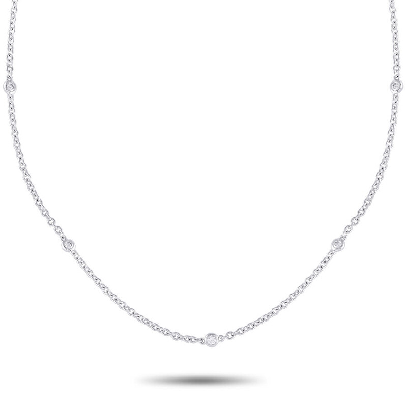 Lb Exclusive 18K White Gold 0.39ct Diamond Station Necklace ANK 14719 ...