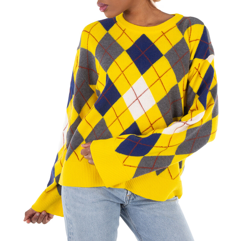Loewe Argyle Ribbed Collar Knitted Jumper, Size Small S359Y14KEY