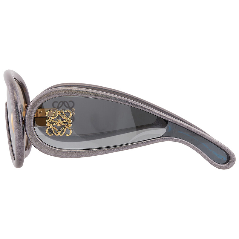 Loewe LW40108I O5X Shield Sunglasses – Metallic Grey \\Green Loewe LW40108I Wave Mask Sunglasses in Blue Mirror  main image 4